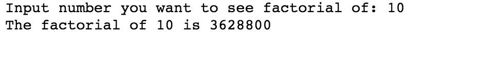 Factorial Without Recursion