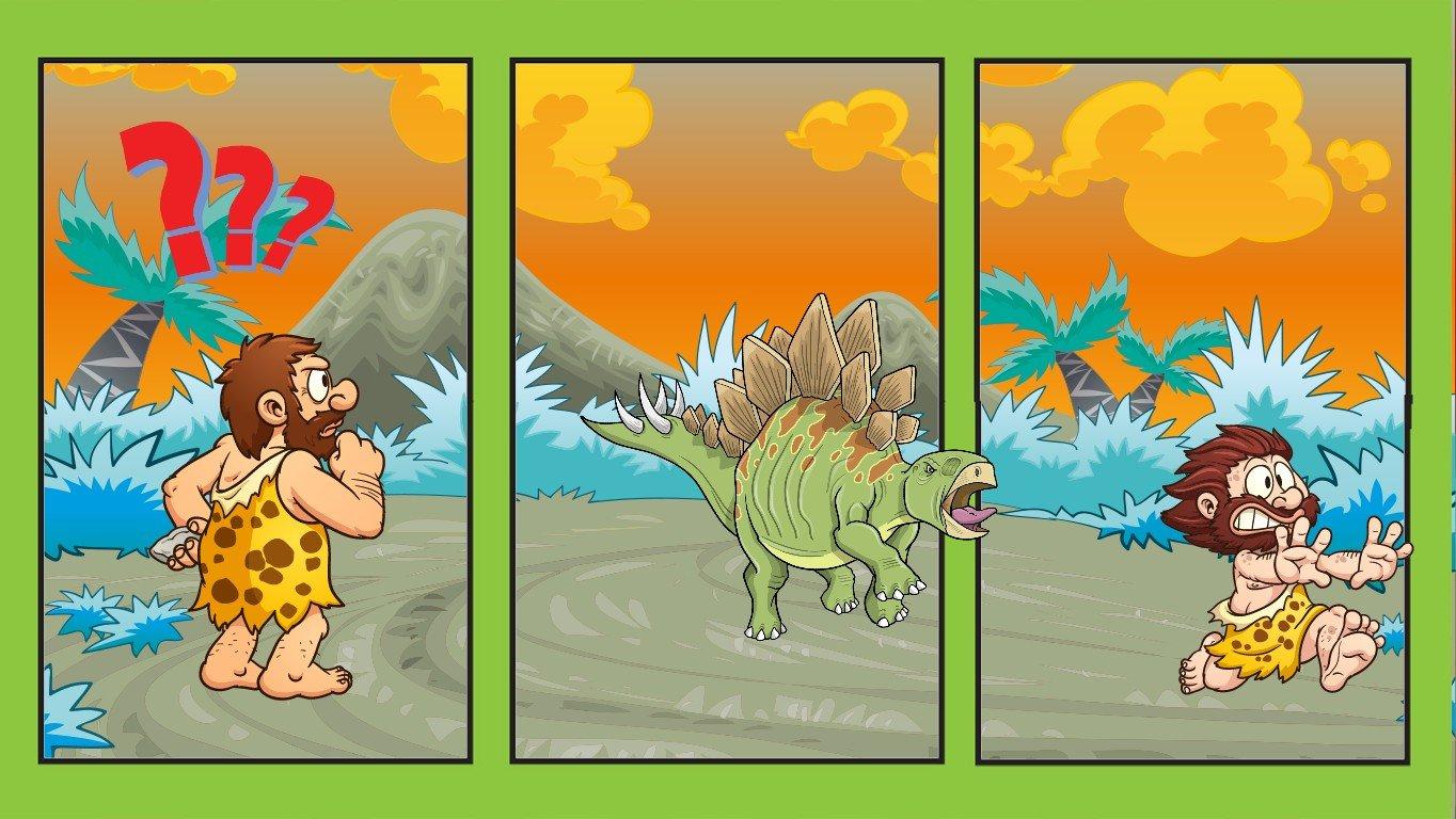 Caveman being chased by a dino