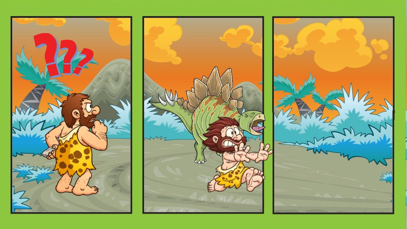 caveman discovers dino!