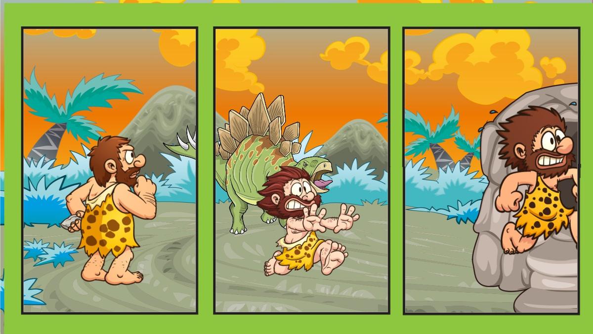 cave man vs. dino