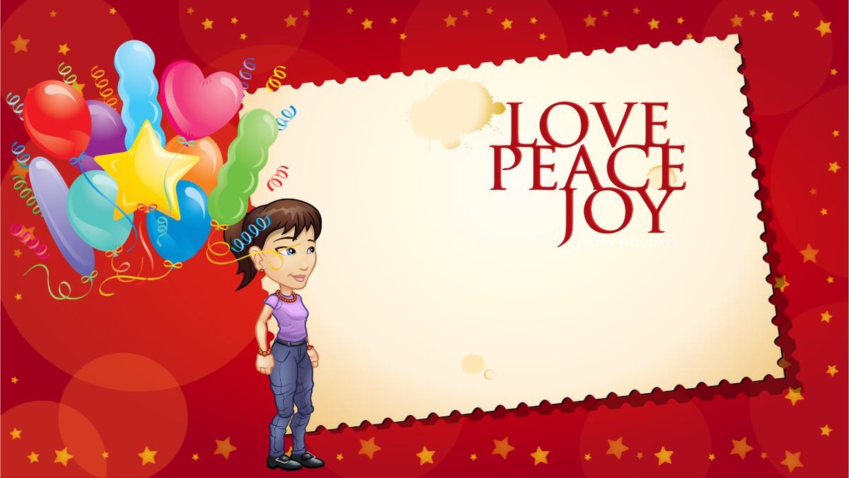 love, peace, joy card