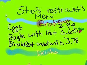 stars restraunt&#039;s menu