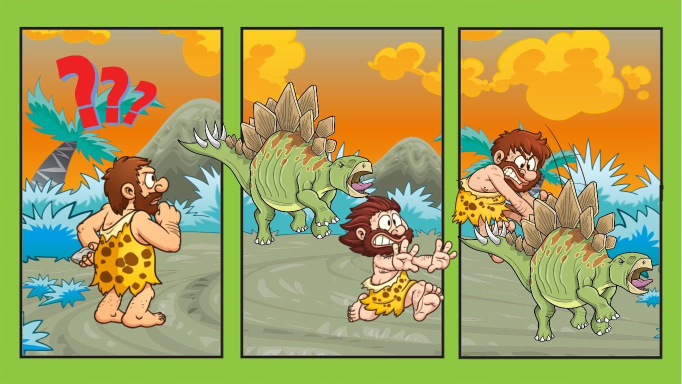 Caveman and dinosaur