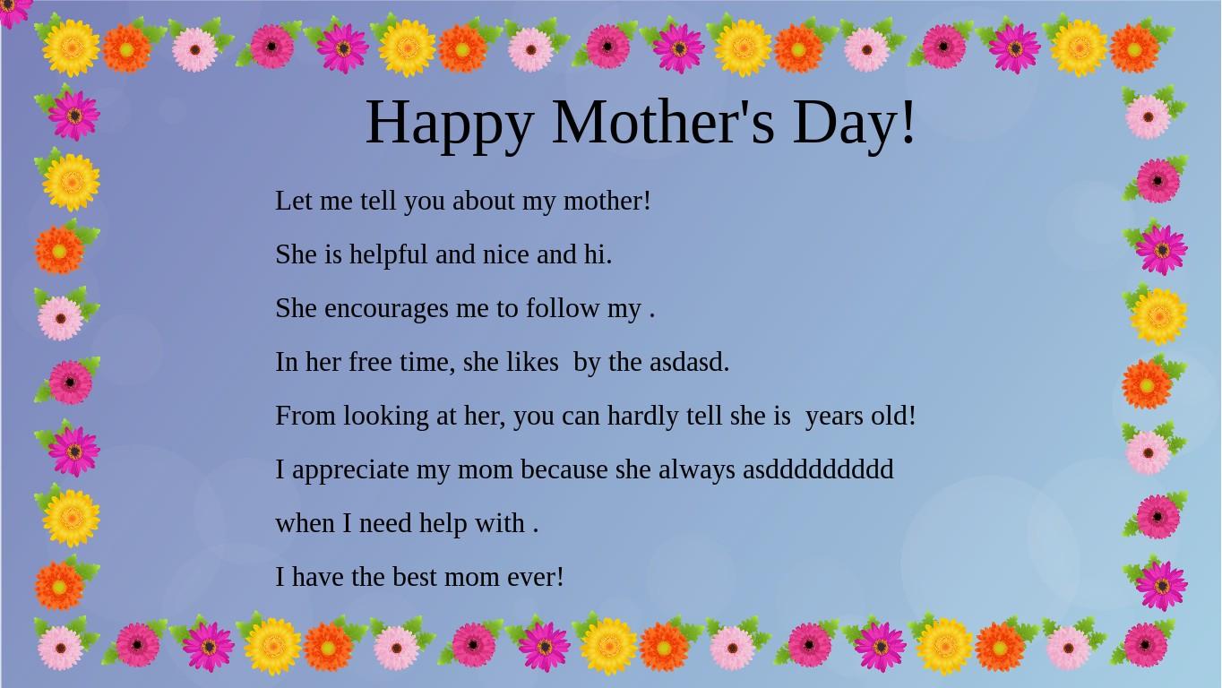 Mother's Day Mad Libs