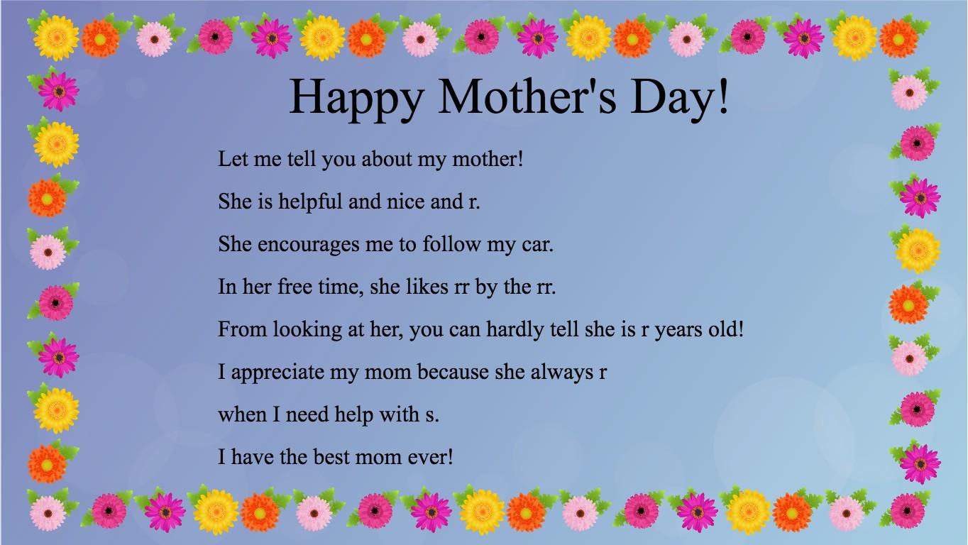 Mother&#039;s Day Mad Libs