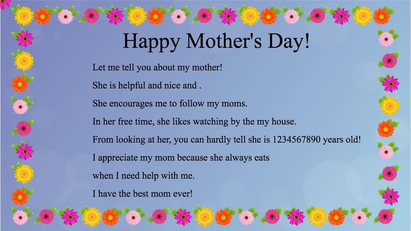 Mother&#039;s Day Mad Libs