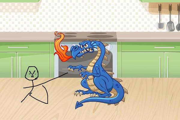 dragon in a kitchen