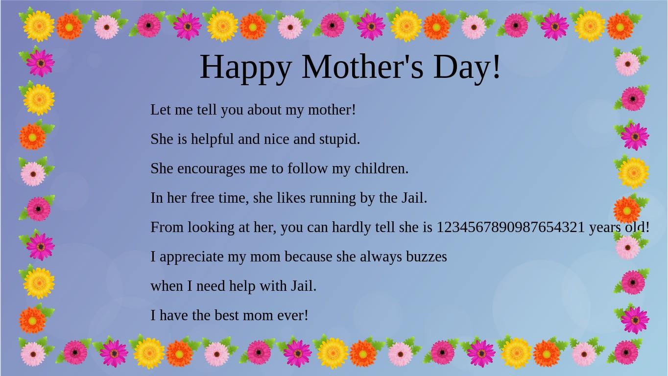 Mother's Day Mad Libs