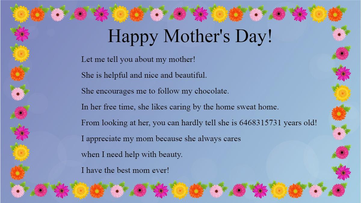 Mother's Day Mad Libs