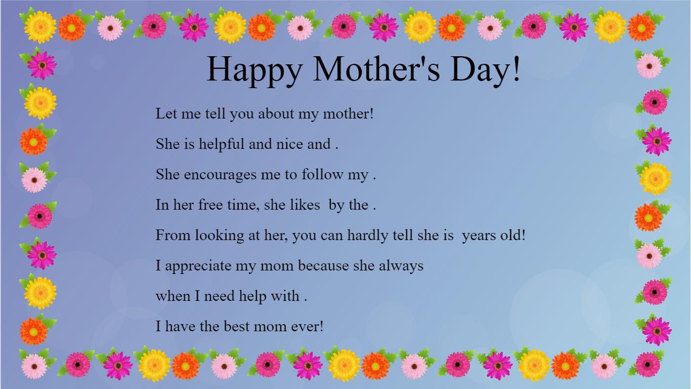 Mother's Day Mad Libs