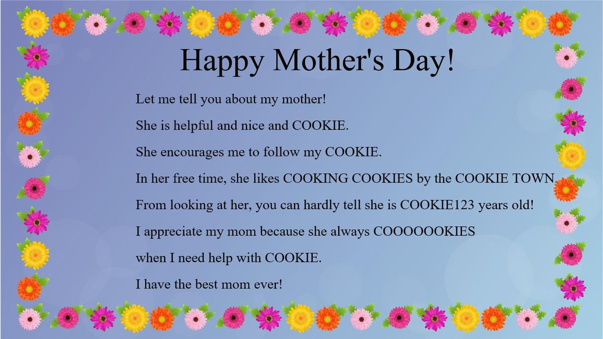 Mother's Day Mad Libs