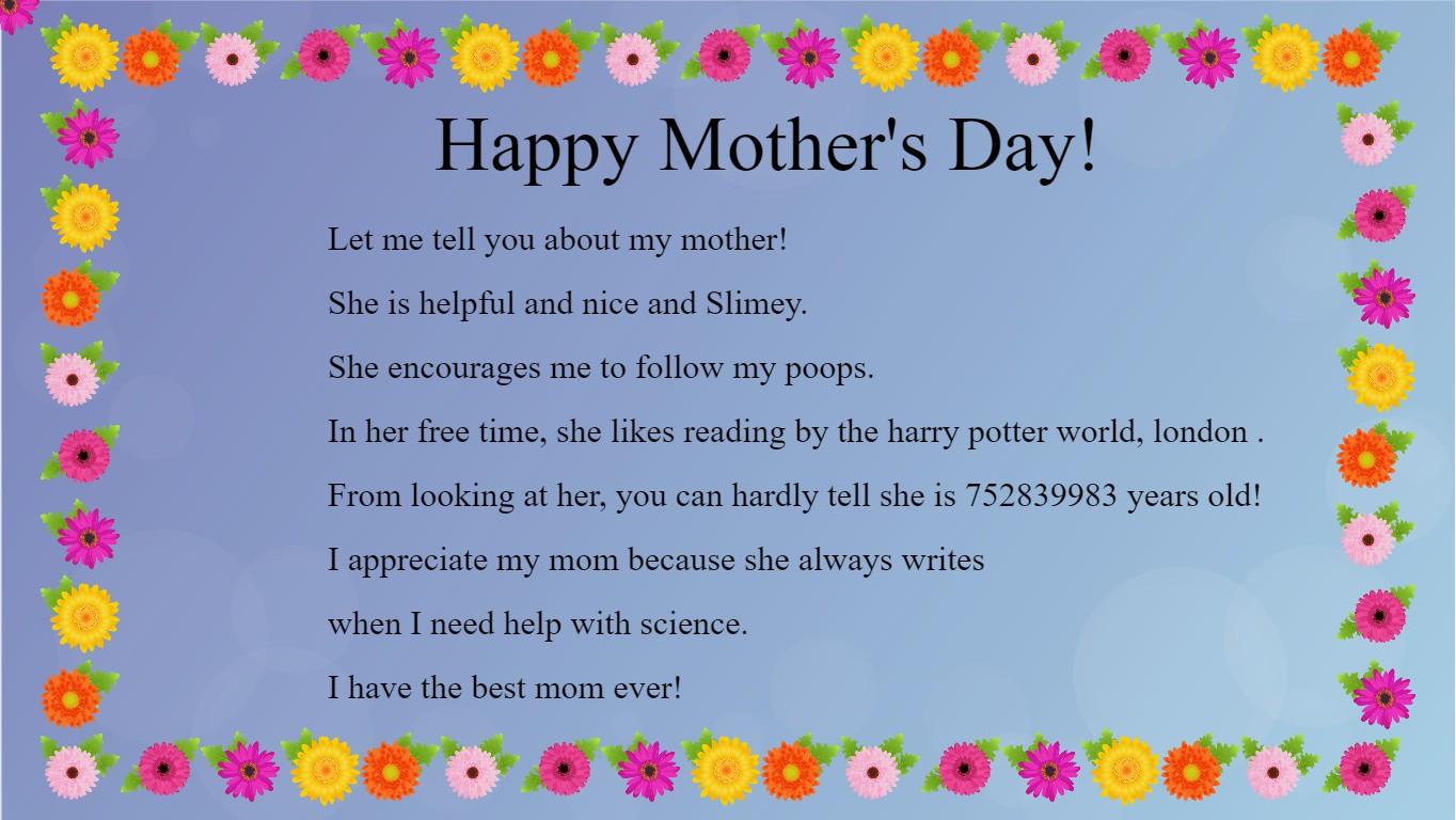 Mother&#039;s Day Mad Libs