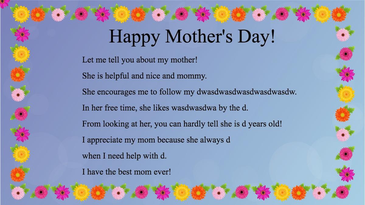 Mother's Day Mad Libs