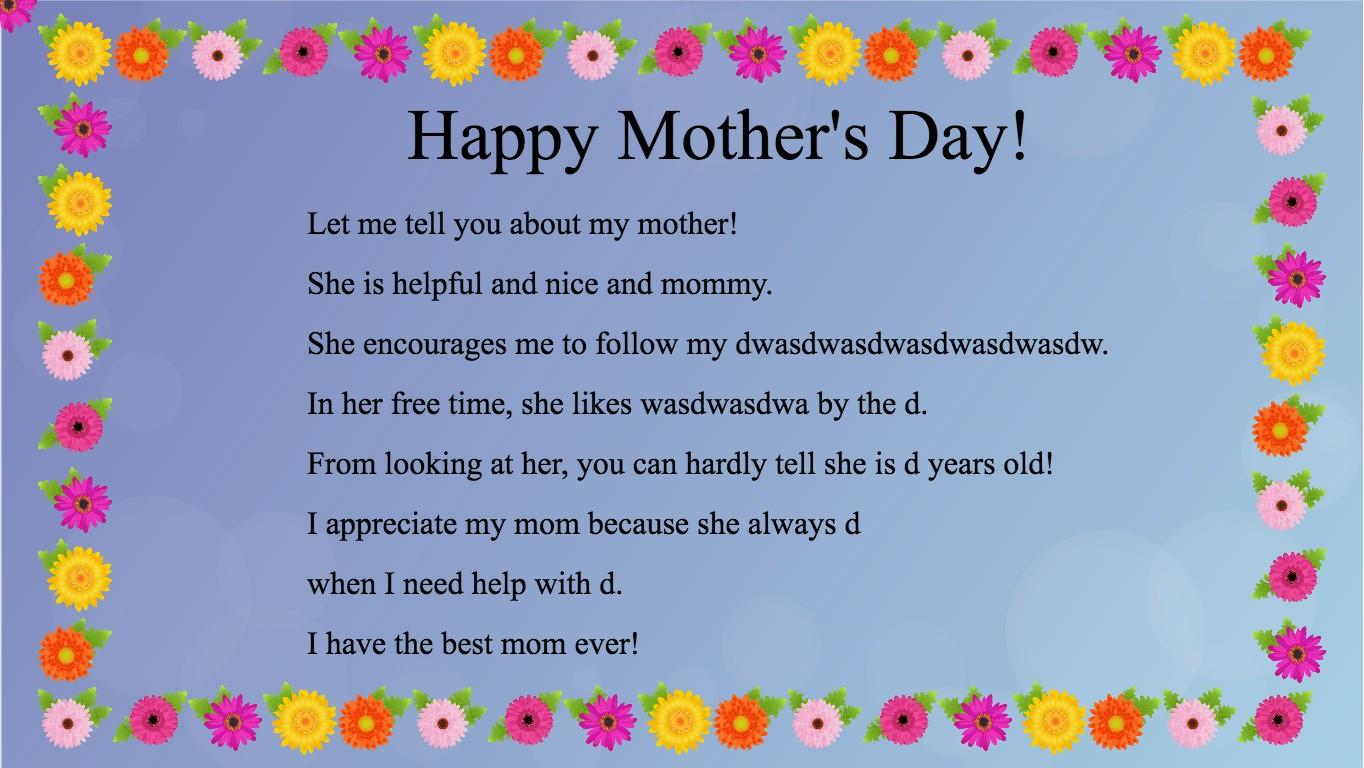 Mother's Day Mad Libs