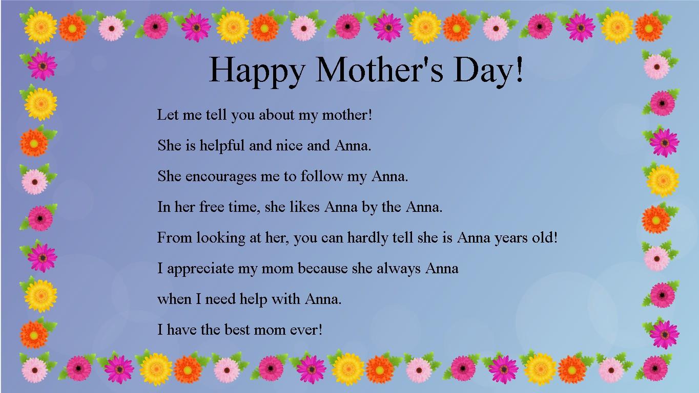 Mother&#039;s Day Mad Libs