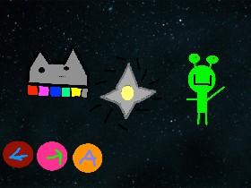 rainbow cat vs aliens, in space!!