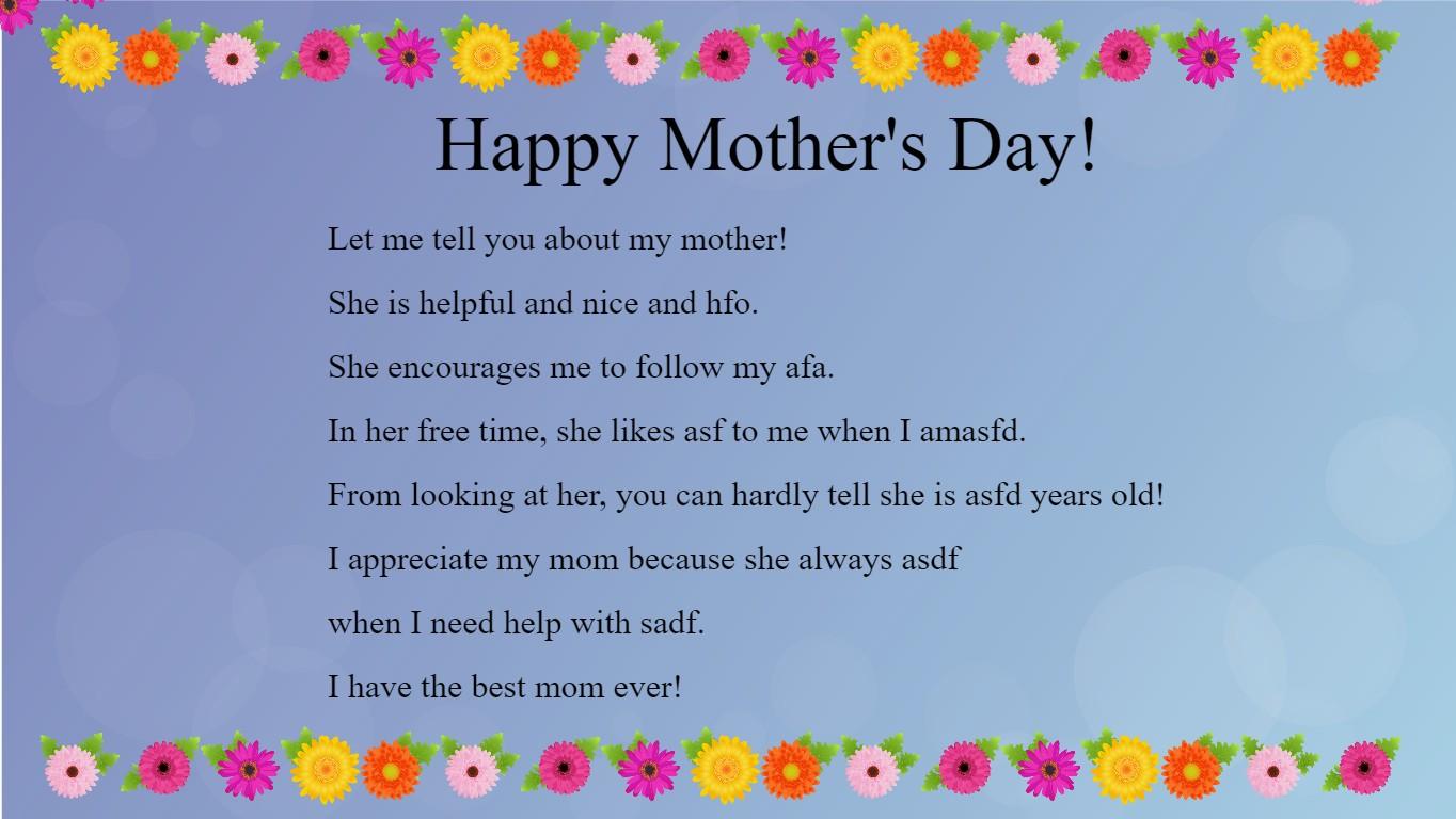 Mother&#039;s Day Mad Libs