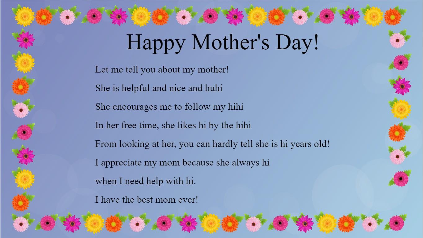 Mother's Day Mad Libs