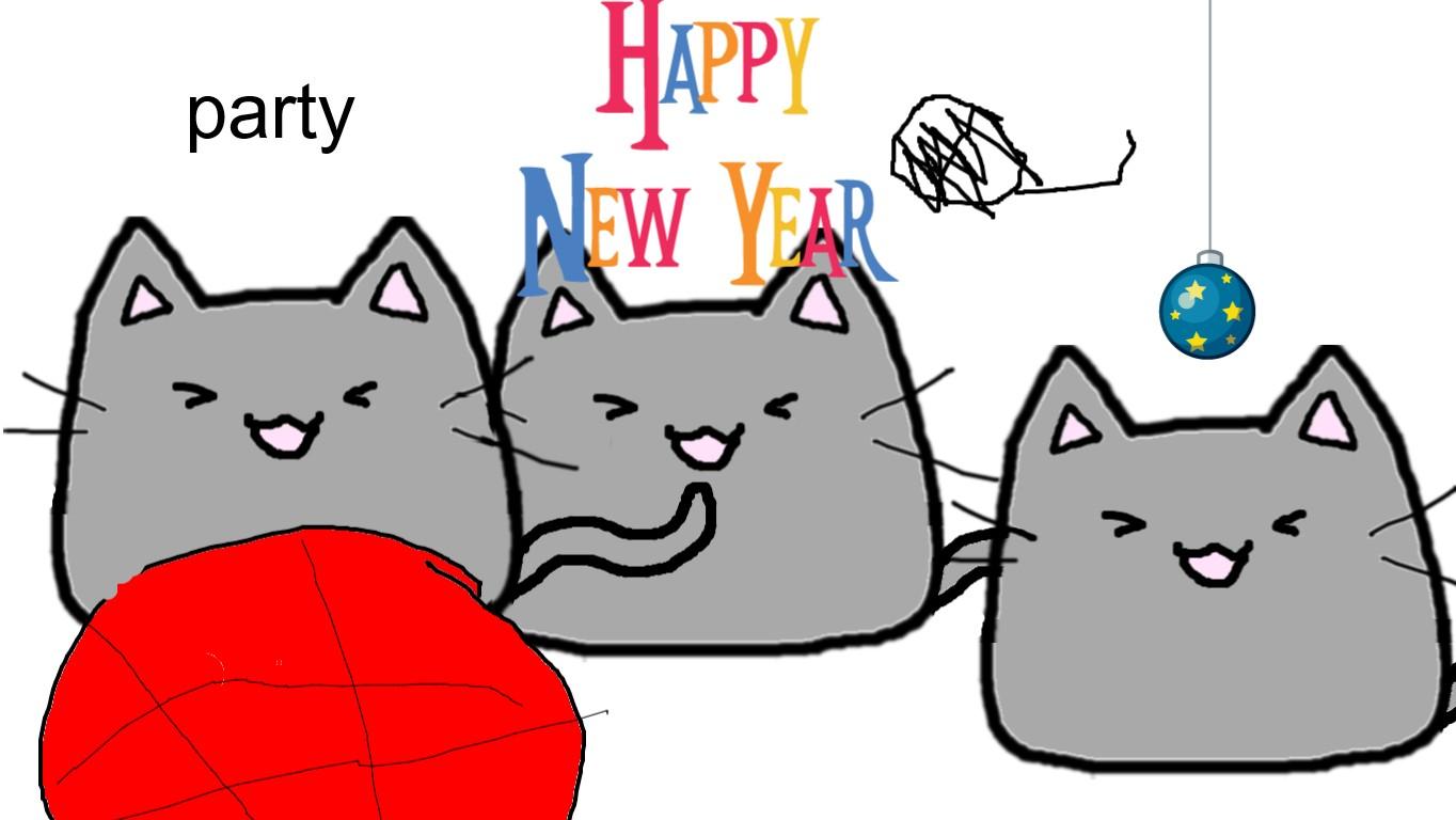 cat new year party