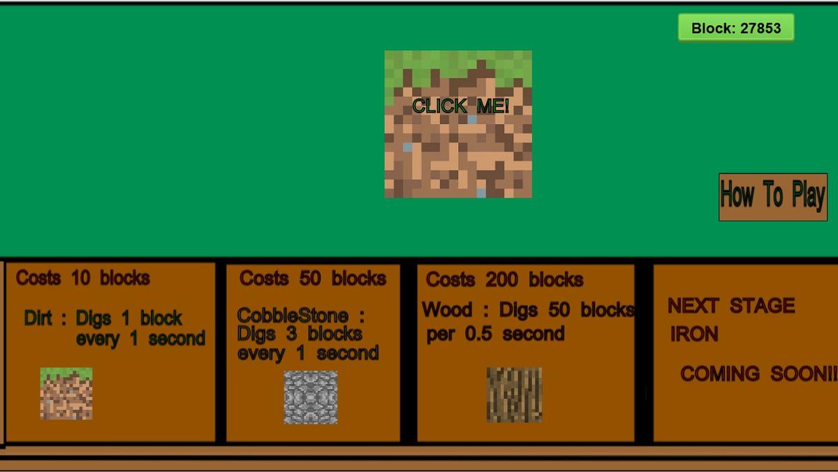 Minecraft clicker game V. 1.0