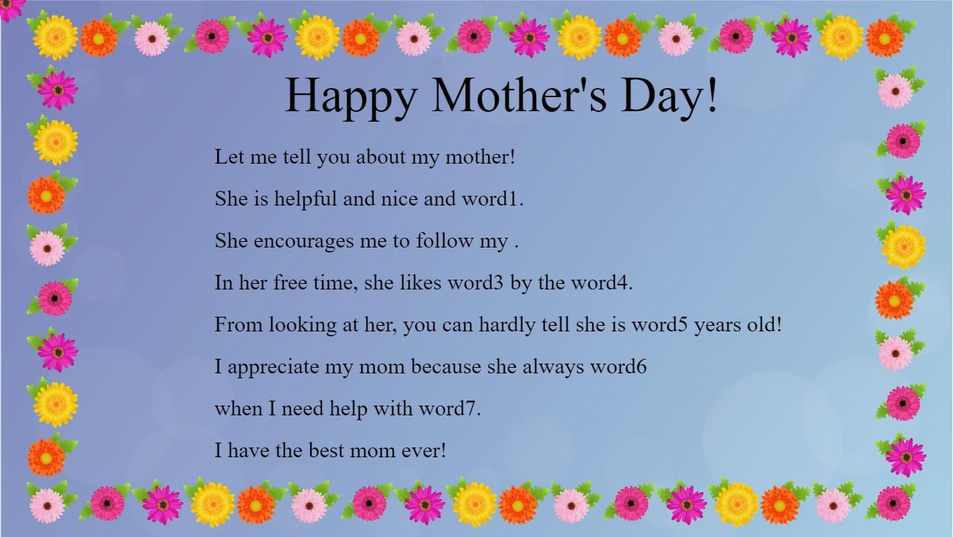 Mother's Day Mad Libs