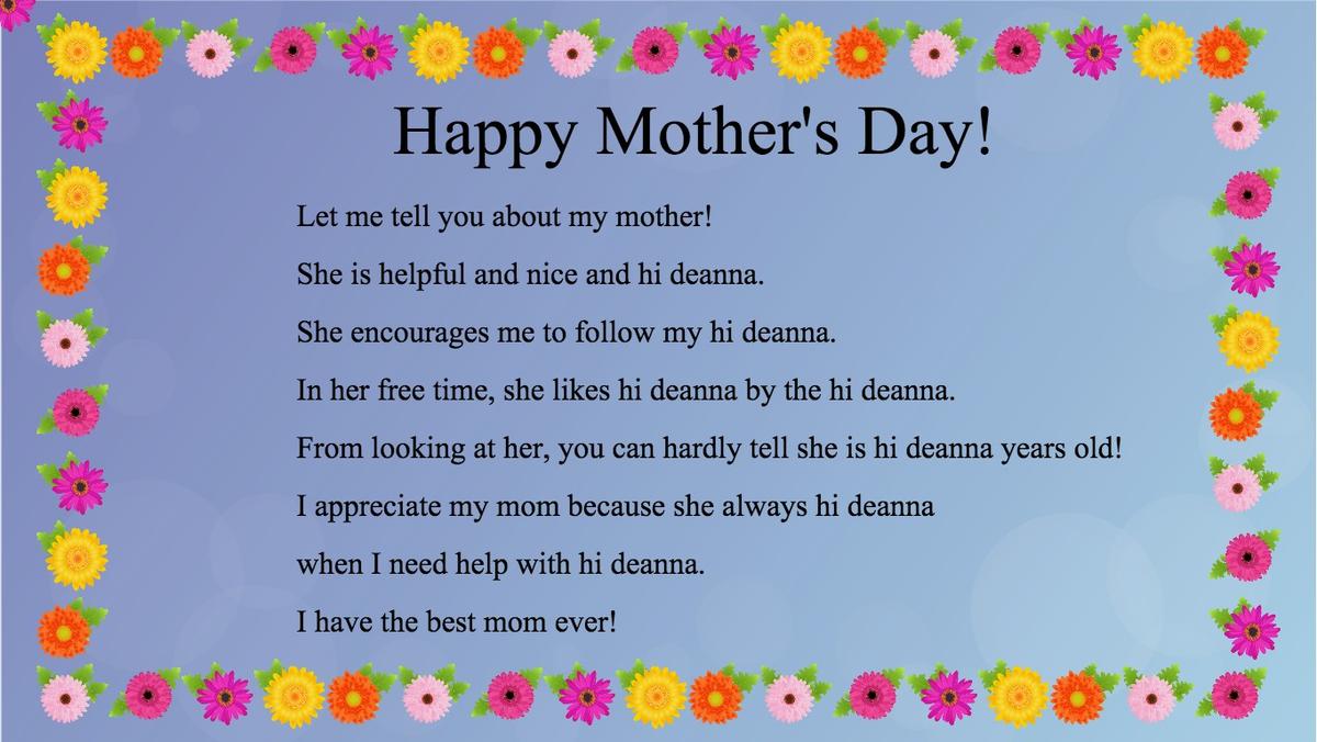 Mother's Day Mad Libs