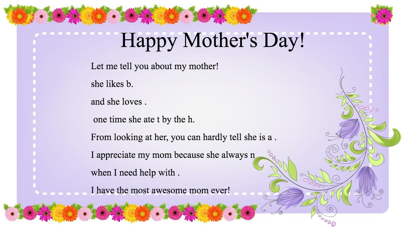 Mother's Day Mad Libs