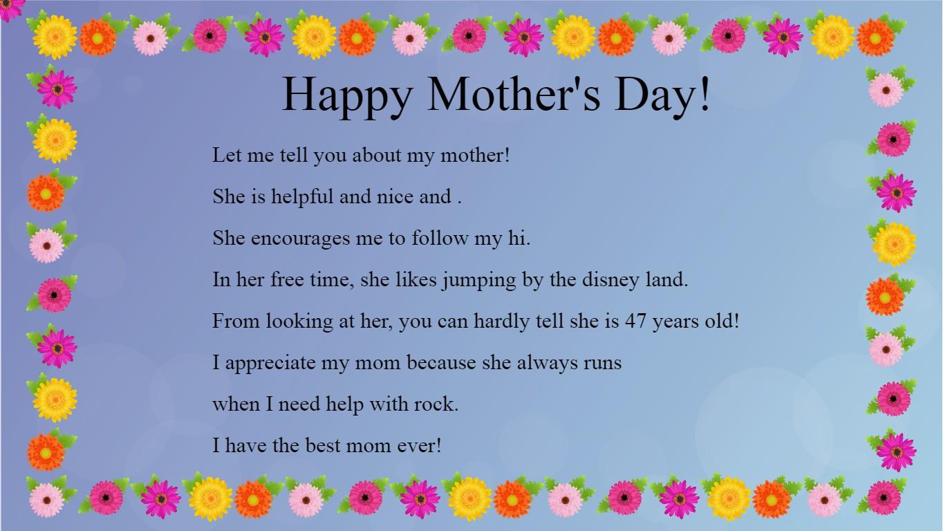 Mother's Day Mad Libs