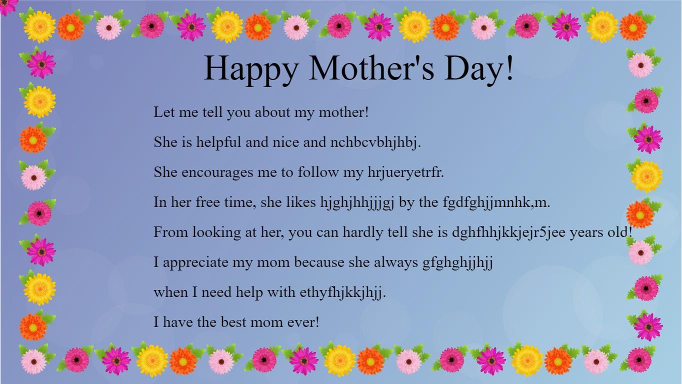 Mother&#039;s Day Mad Libs