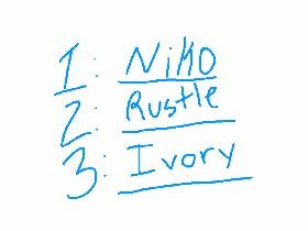 1: niko 2: rustle 3: ivory