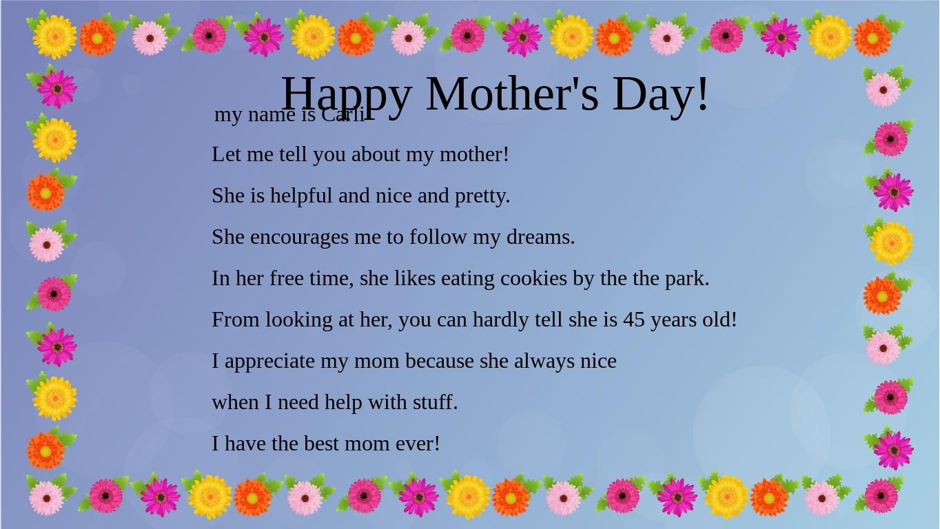 Mother's Day Mad Libs