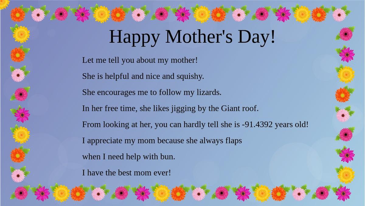 Mother's Day Mad Libs