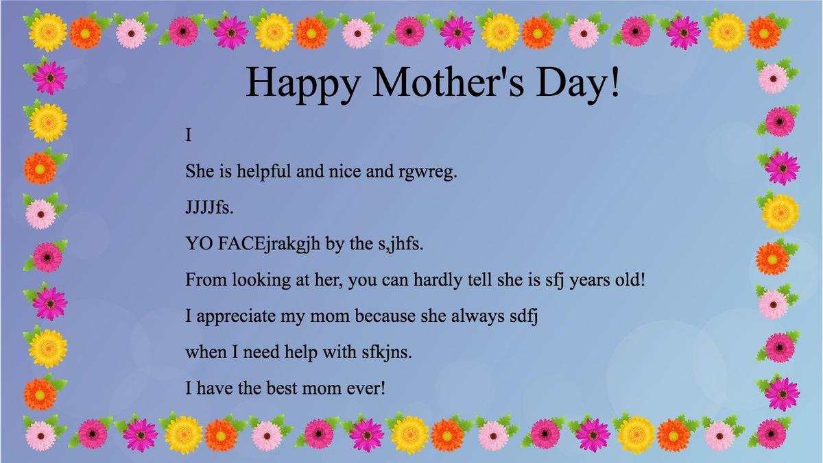 Mother's Day Mad Libs