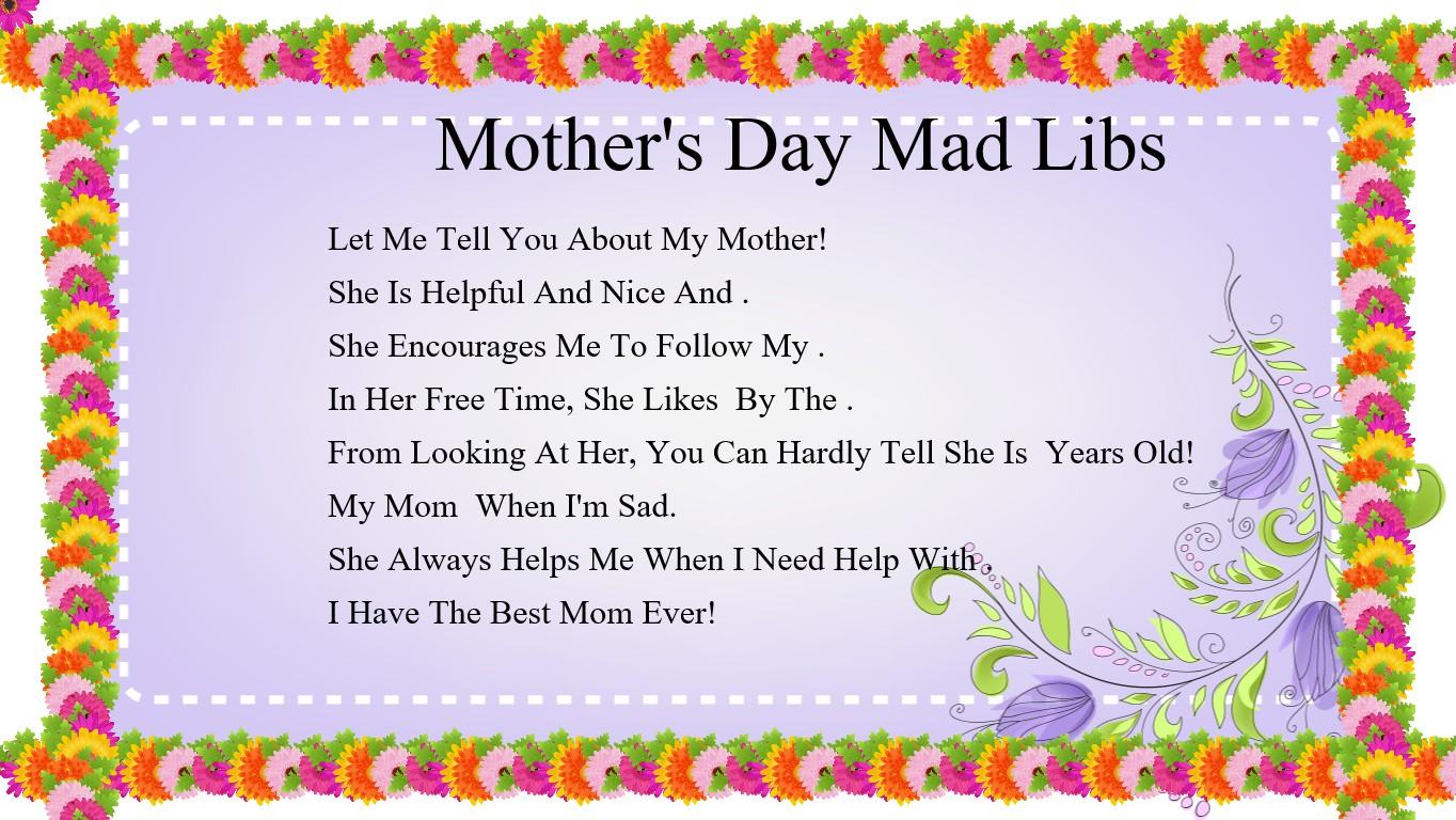 Mother&#039;s Day Mad Libs