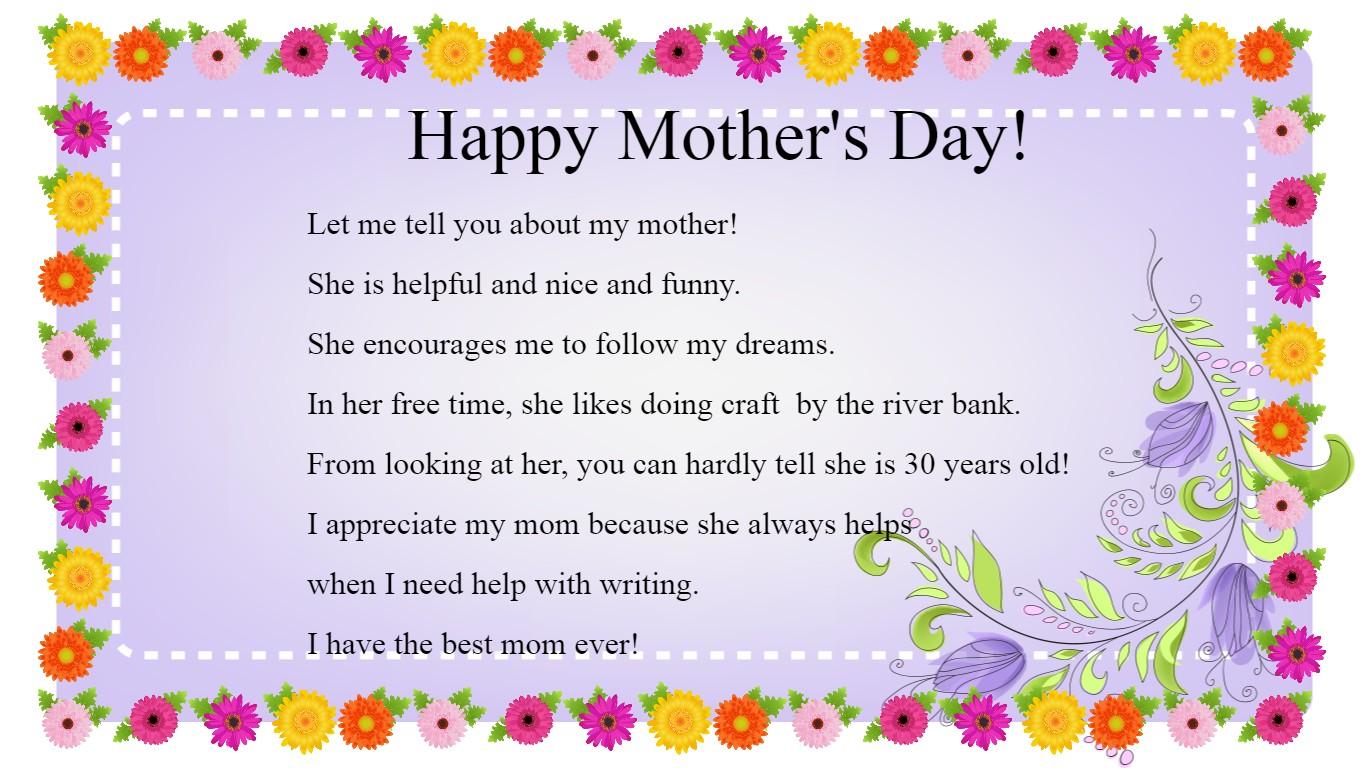 Mother&#039;s day poem