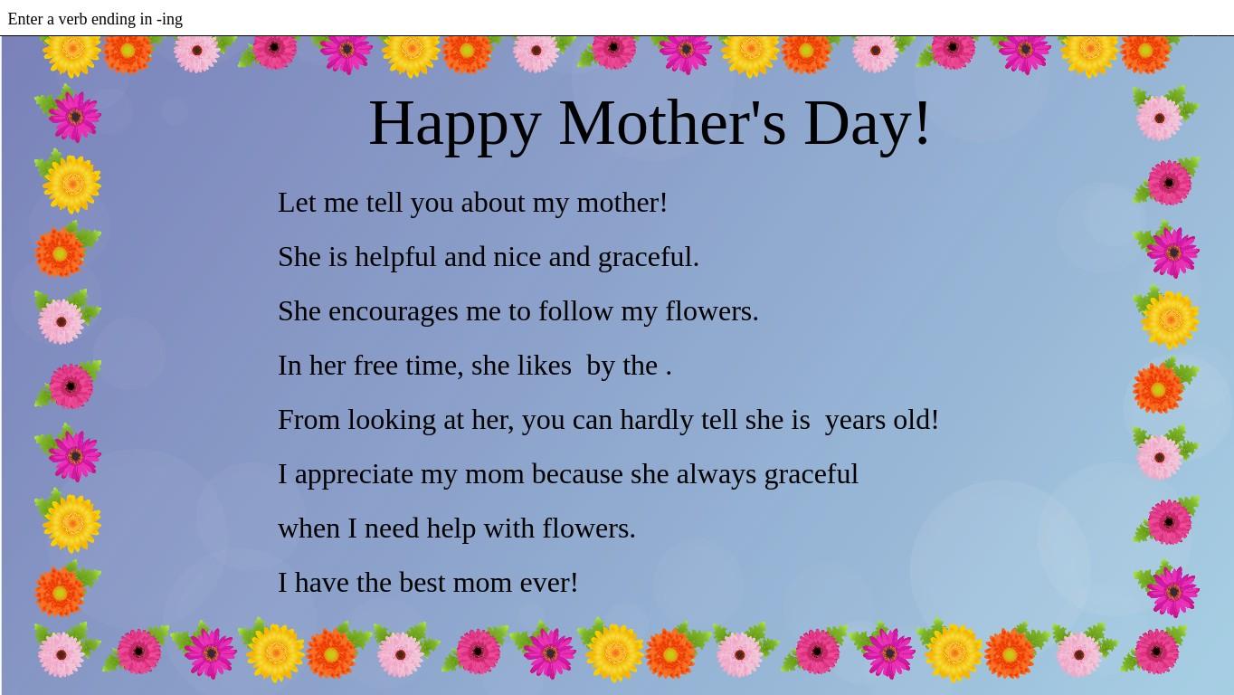 Mother's Day Mad Libs