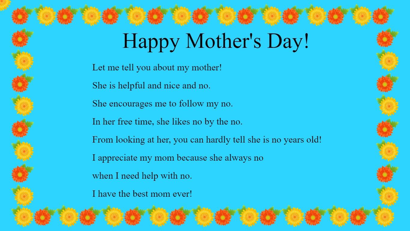 Mother's Day Mad Libs