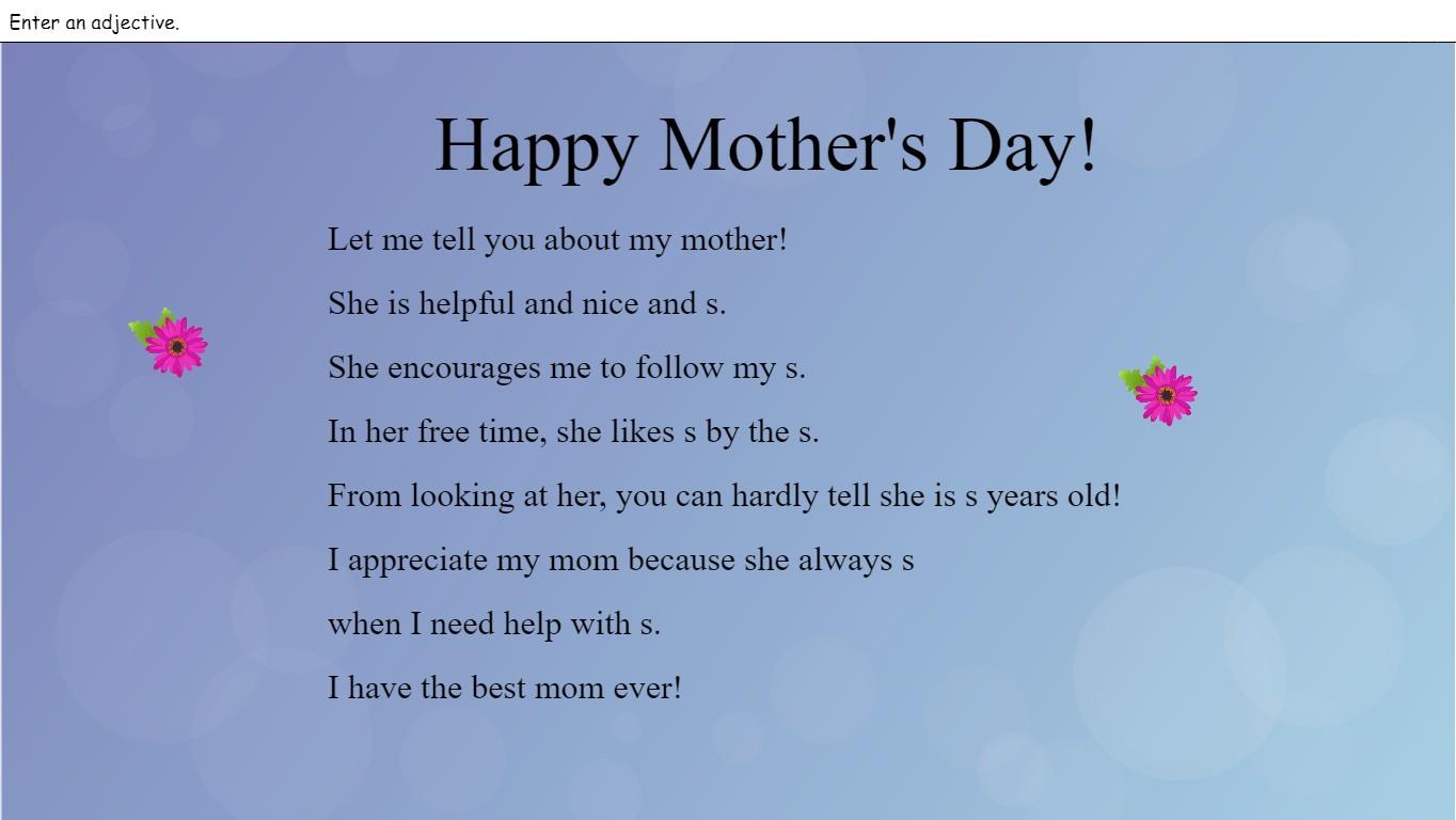 Mother's Day Mad Libs