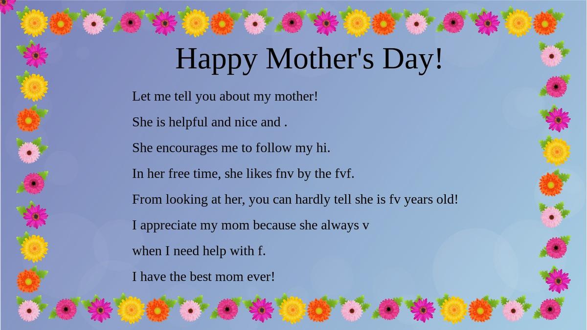 Mother's Day Mad Libs