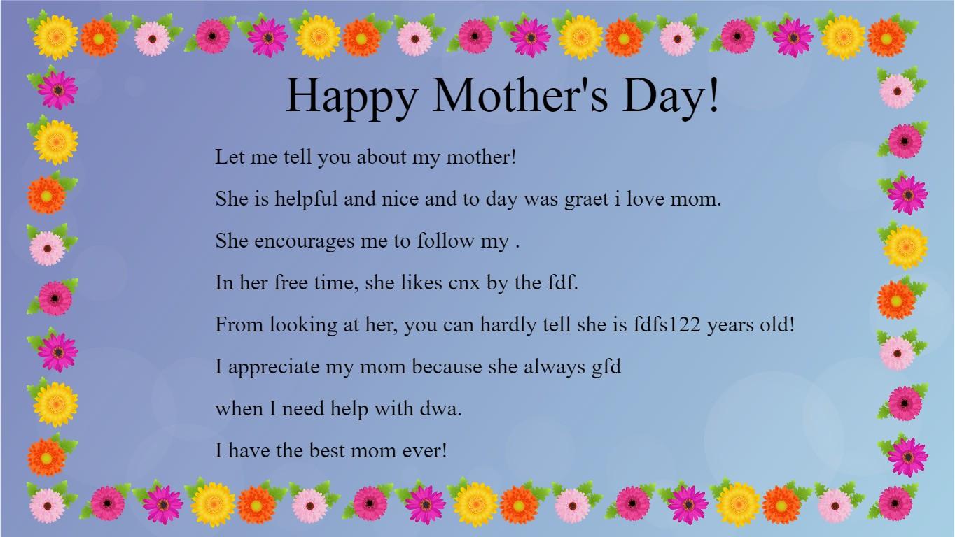 Mother&#039;s Day Mad Libs