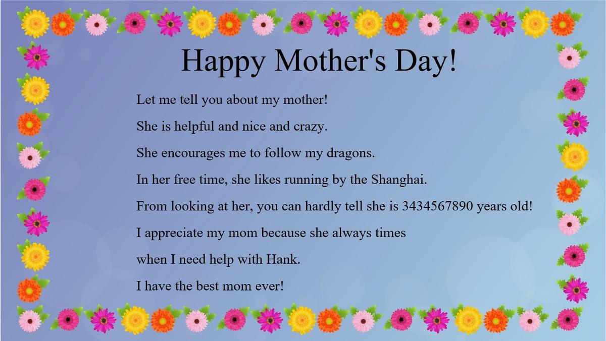 Mother's Day Mad Libs