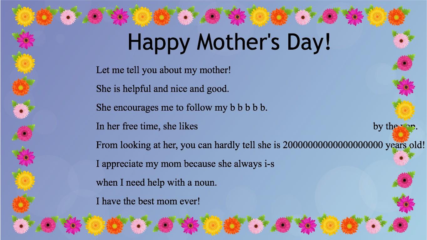 Mother&#039;s Day Mad Libs