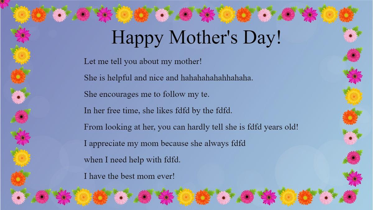 Mother's Day Mad Libs