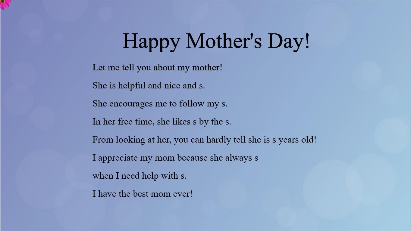 Mother's Day Mad Libs