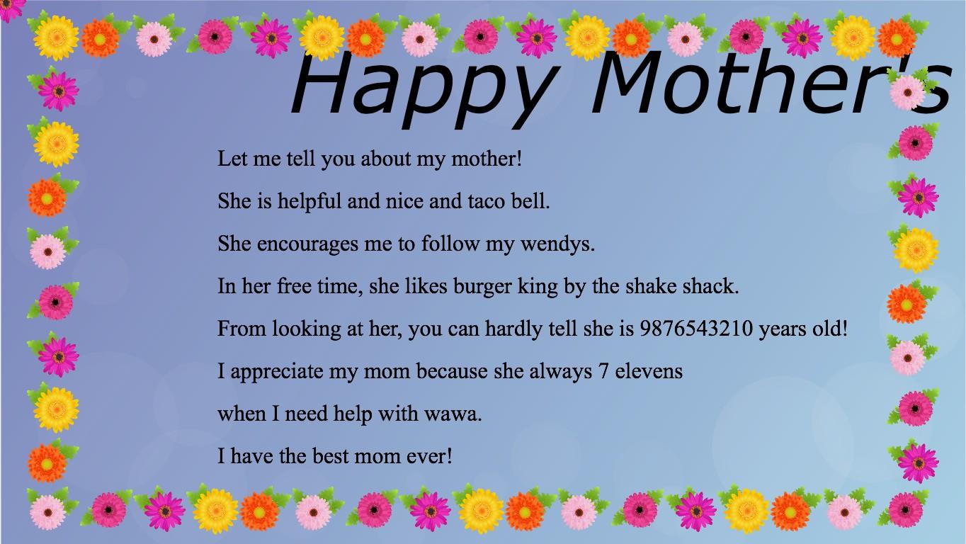 Mother's Day Mad Libs