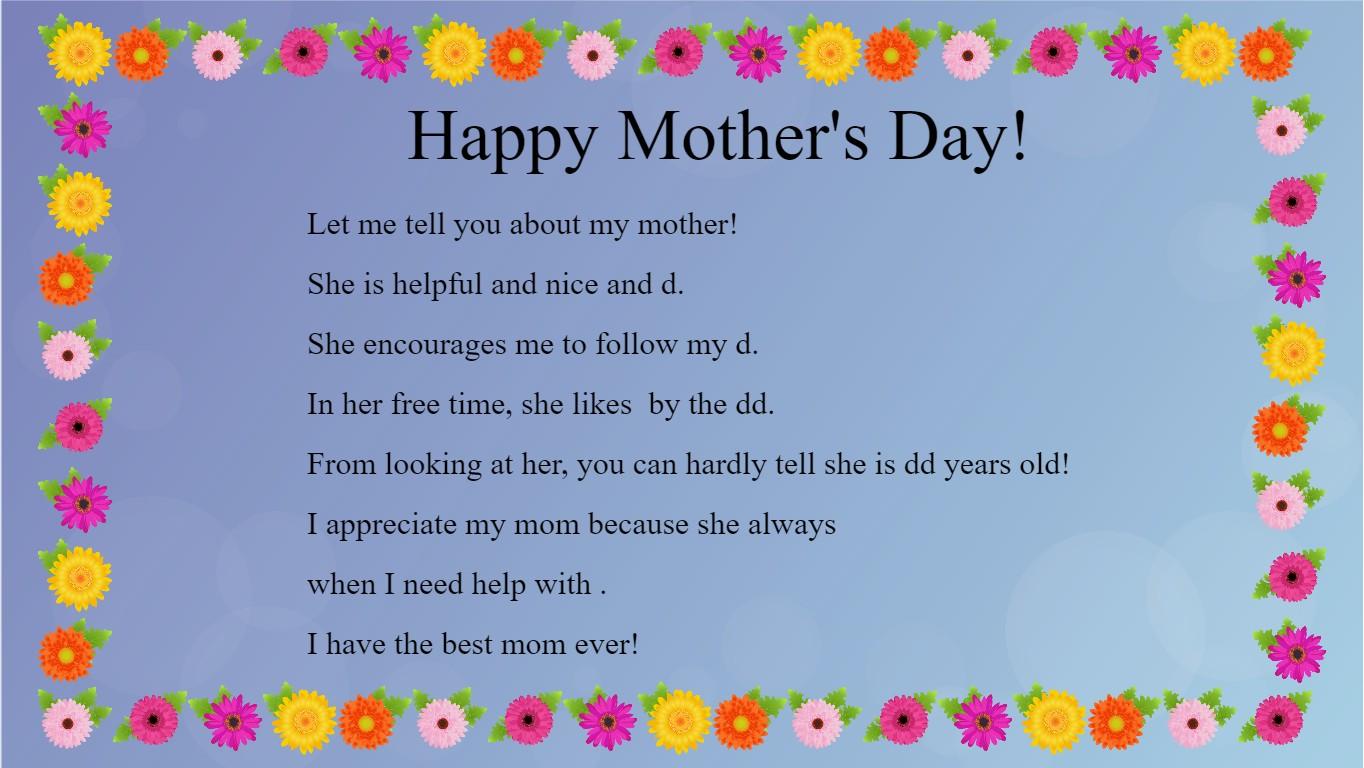 Mother&#039;s Day Mad Libs