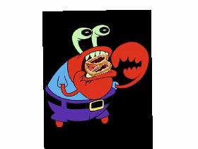 mr krabs eats a preztel