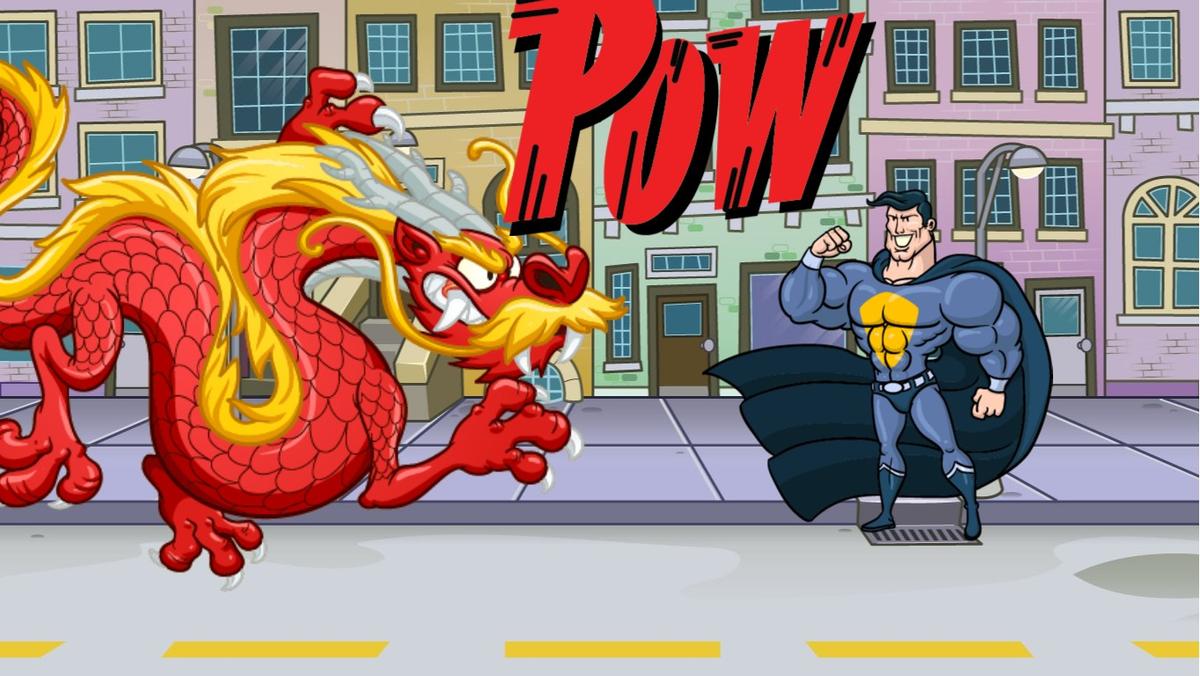 super hero vs dragon