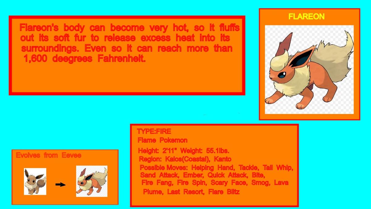 Pokedex entry, Flareon