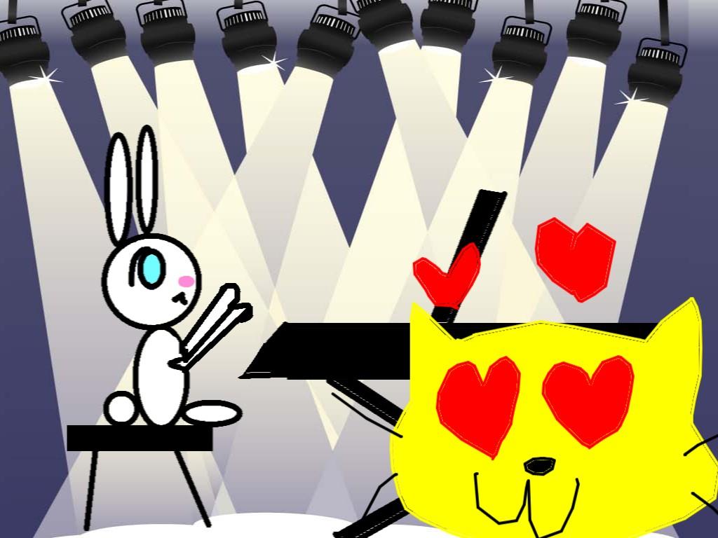 Concert with Piano Bunny and Cat with Heart Eyes